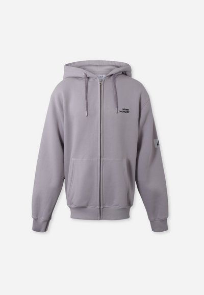 ZIP SWEAT W/ LABEL - LIGHT GREY