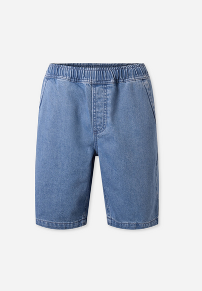 DENIM JOGGER SHORTS - MEDIUM BLUE DENIM