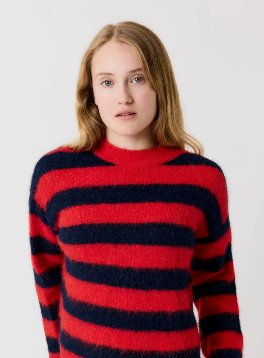 NLFRIDEST LS KNIT - SALSA/NAVY BLAZER