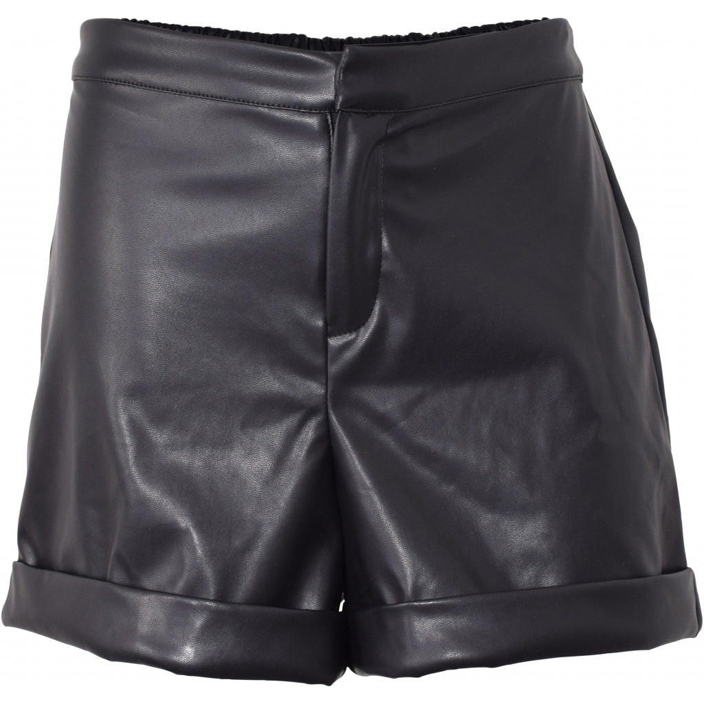 Pu shorts - imiteret læder shorts - BLACK