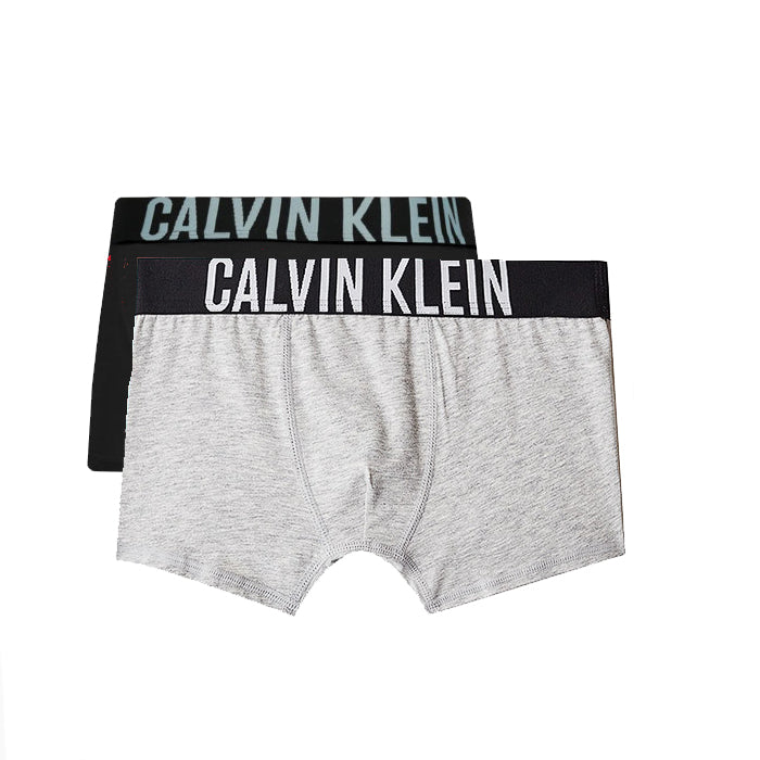 Ikoniske Calvin Klein trunks med bred elastik og Calvin Klein logo. Grå & sort.